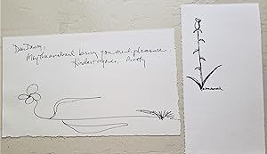 untitled (3 original small drawings & 3 postcard SIGNED by Betty MacDonald)