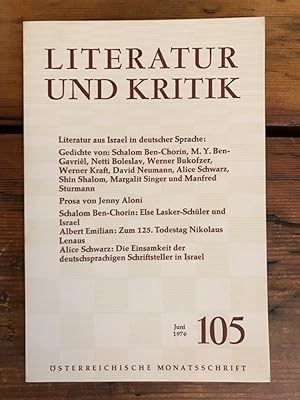 Literatur und Kritik Heft 105 (Juni 1976) - Österreichische Monatsschrift - Inhalt: Literatur aus...