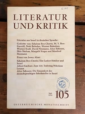 Literatur und Kritik Heft 105 (Juni 1976) - Österreichische Monatsschrift - Inhalt: Literatur aus...
