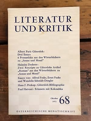 Literatur und Kritik Heft 68 (Oktober 1972) - Österreichische Monatsschrift - Inhalt: Albert Pari...