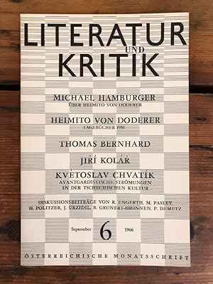 Literatur und Kritik Heft 6 (September 1966) - Österreichische Monatsschrift - Inhalt: Michael Ha...