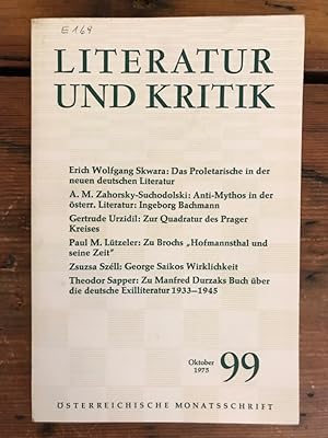 Literatur und Kritik Heft 99 (Oktober 1975) - Österreichische Monatsschrift - Inhalt: Erich Wolfg...