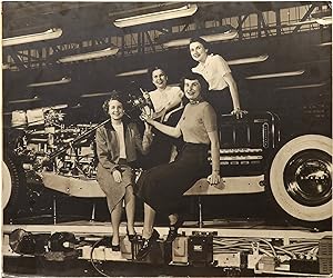 Original oversize photograph of four women employees at a Buick plant, circa 1940s
