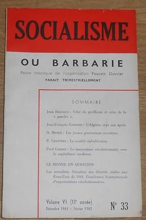 Socialisme ou Barbarie n°33 – Organe de Critique et d’Orientation Révolutionnaire