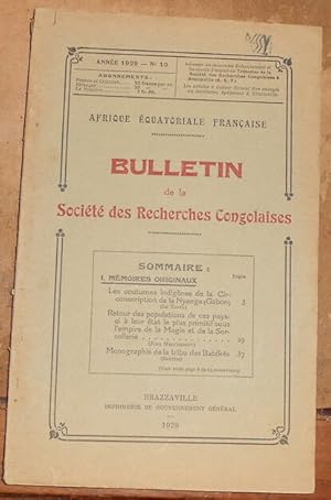 Bulletin de la Société des Recherches Congolaises n°10