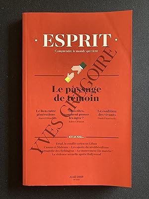 ESPRIT-N°443-AVRIL 2018-LE PASSAGE DE TEMOIN