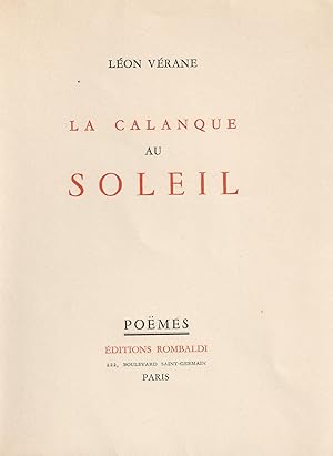 La Calanque Au soleil. Edition originale. Eau-forte Originale De Charles Camoin.