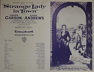 Strange Lady in Town Synopsis Sheet 1955 Greer Garson, Dana Andrews