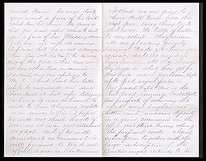[Railroad, Local Business, Farming] Author Signed letter consisting of two folded sheets making 8...