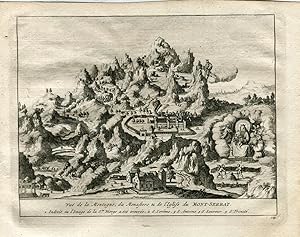 Barcelona. Vista de la montaña de Montserrat grabado por Van der Aa en 1715 (Alvarez de Colmenar)