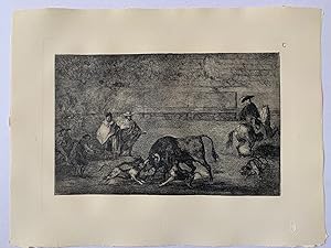 Francisco de Goya. Dos perros ante el toro, grabado con la letra C