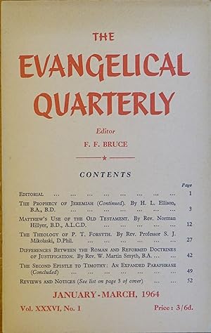 The Evangelical Quarterly: Vol XXXVI No. 1 January-March 1964