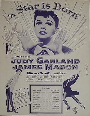 A Star is Born Synopsis Sheet 1954 Judy Garland, James Mason