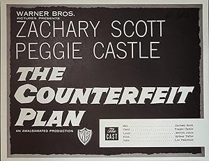 The Counterfeit Plan Synopsis Sheet 1957 Zachary Scott, Peggie Castle