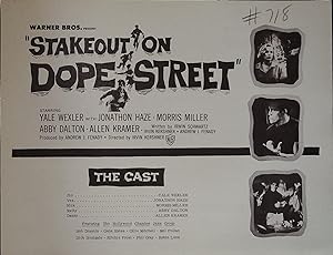 Stakeout on Dope Street Synopsis Sheet 1958 Yale Wexler, Jonathan Haze