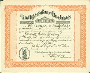 The United Registration Bureau for the Tobacco Industries (registration certificate)