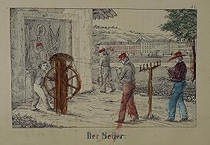 Der Seiler. Ankolorierte Lithographie aus "Achtundvierzig Werkstätten von Handwerkern und Künstle...