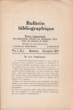 Bulletin bibliographique Vol 1 No 1 [unrecorded]