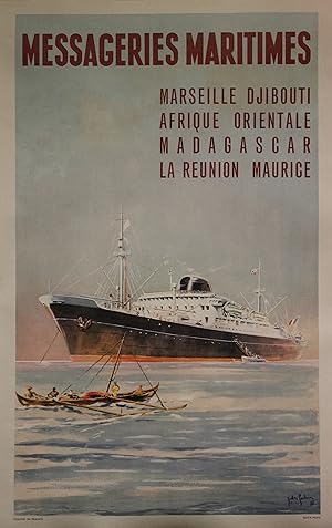 "MESSAGERIES MARITIMES" Affiche originale entoilée / Offset par J. DES GACHONS / Imp. ÉDITA Paris...