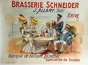 "BRASSERIE SCHNEIDER" Affiche originale entoilée / Litho par A. QUENDRAY / Imp. I. LANG Paris (dé...