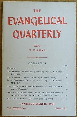 The Evangelical Quarterly: Vol XXXII No. 1 January - March 1960