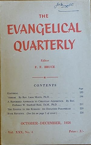 The Evangelical Quarterly: Vol XXX No. 4 October - Decmber 1958