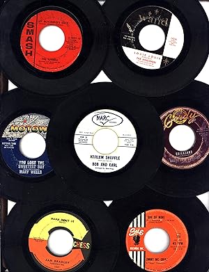 Seven classic 45 rpm 'single' records from the year 1963 including The Angels' "My Boyfriend's Ba...