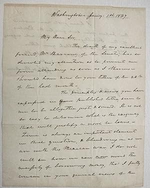 AUTOGRAPH LETTER SIGNED, 1 JUNE 1847, FROM WASHINGTON, TO J. BLUNT, CONCERNING THE NECESSITY OF I...