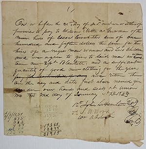 PROMISSORY NOTE IN WHICH JOHN L. HAMILTON, S.W. WOOD, AND WM. A. ROBERTSON PROMISE TO PAY WILLIAM...