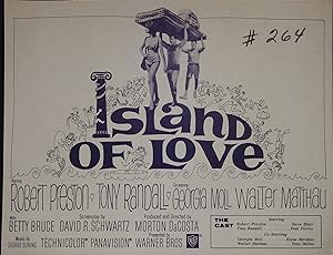 Island of Love Synopsis Sheet 1963 Robert Preston, Tony Randall