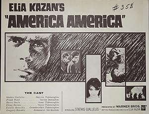 America America Synopsis Sheet 1964 Stathis Giallelis, Frank Wolff