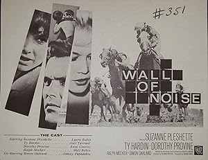 Wall of Noise Synopsis Sheet 1963 Suzanne Pleshette, Ty Hardin