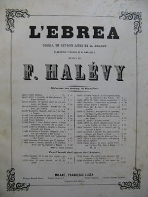 HALÉVY F. L'Ebrea Opéra Aria Chant Piano XIXe
