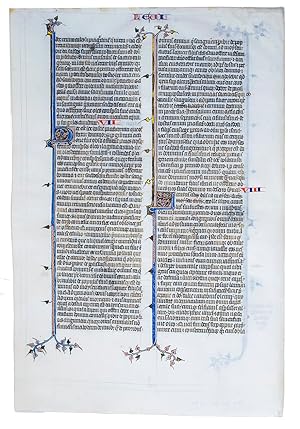 [Latin manuscript leaf on parchment with (parts of) Leviticus 5-8].[The Netherlands?], [late 14th...