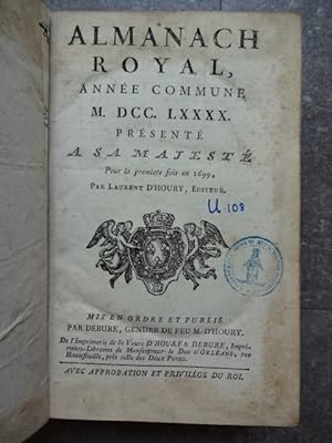 Almanach royal, année commune M. DCC. LXXXX.