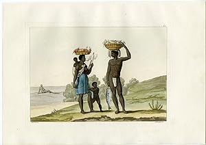 Antique Print-SLAVERY-COLORED-NEGRO FAMILY-PL.-63-Ferrario-Bonatti-1821