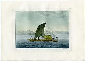 Antique Print-SAILING BOAT-NATIVE-SOUTH AMERICA-Ferrario-Gallina-1821