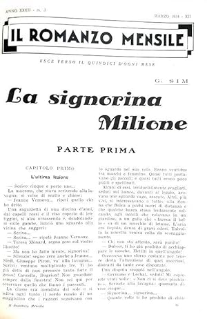 La signorina Milione e 8 novelle.Milano, Il romanzo mensile de "il Corriere della Sera", 1934 (Ma...