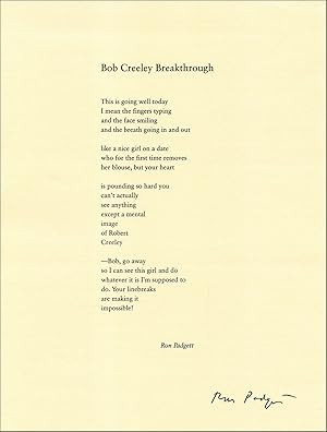 Bob Creeley Breakthrough