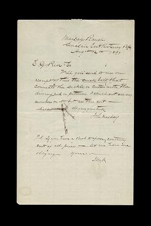 [Ghost Town or Never-Was-A-Town?] Autograph Manuscript Letter Signed - Frontier Rancher in Sincla...