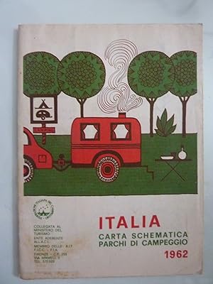 ITALIA CARTA SCHEMATICA PARCHI DI CAMPEGGIO 1962