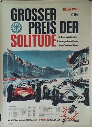 "GROSSER PREIS DER SOLITUDE 1963" Affiche originale entoilée / Offset PB / Imp. REPROTECHNIK / SC...