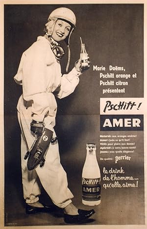 "PSCHITT AMER (Marie DAËMS)" Annonce originale entoilée PARIS-MATCH années 50