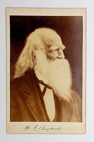 [Photograph, cabinet card] Cabinet card of poet and editor William Cullen Bryant with facsimile s...