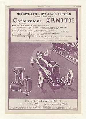 "CARBURATEUR ZENITH" Annonce originale entoilée illustrée par Géo HAM et parue dans L'ILLUSTRATIO...