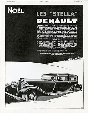 "NOËL : LES STELLA 1933 RENAULT" Annonce originale entoilée parue dans L'ILLUSTRATION du 03/12/1932