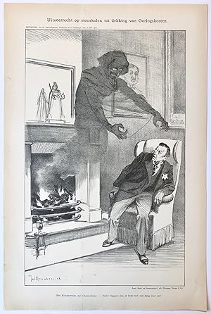 [Original lithograph/lithografie by Johan Braakensiek] Uitvoerrecht op steenkolen tot dekking van...