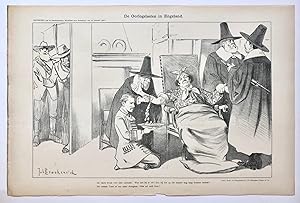 [Original lithograph/lithografie by Johan Braakensiek] De Oorlogslasten in Engeland, 16 Februari ...