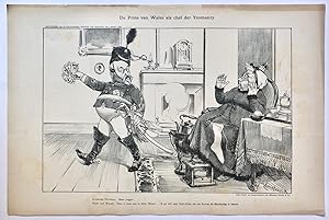 [Original lithograph/lithografie by Johan Braakensiek] De Prins van Wales als chef der Yeomanry, ...