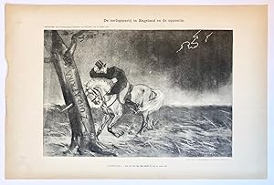 [Original lithograph/lithografie by Johan Braakensiek] De oorlogspartij in Engeland en de opposit...